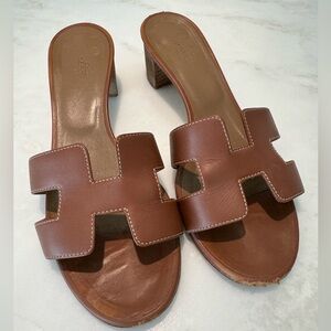 Used Brown Hermes Oasis sandals size 37.5